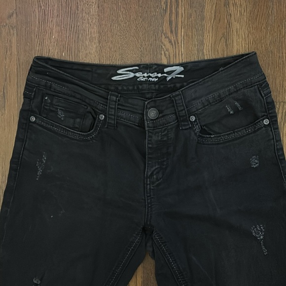 SEVEN 7 Jeans Black Distressed Slim Straight Size 12 - Picture 2 of 12